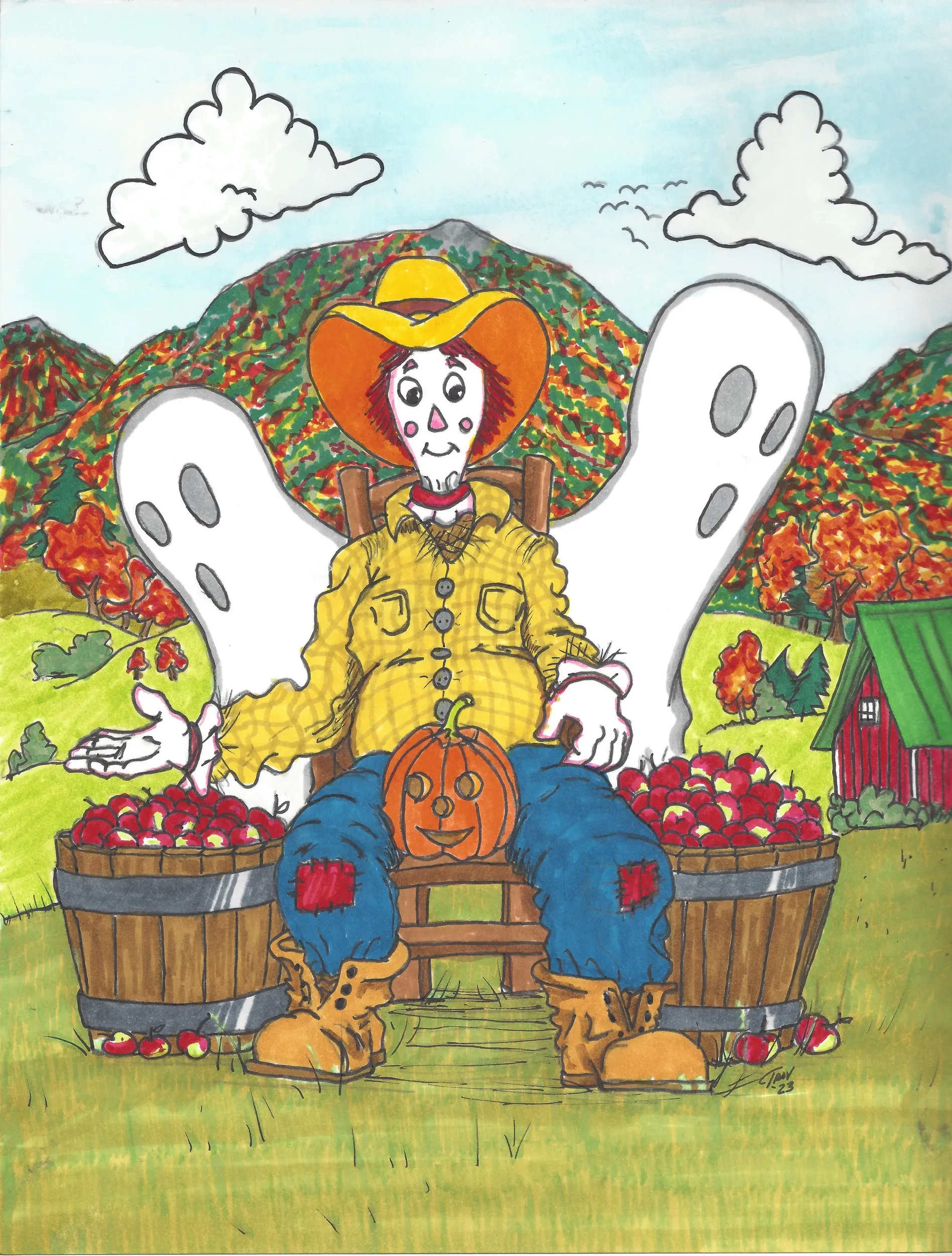 Seated Scarecrow and Bootiful Friends